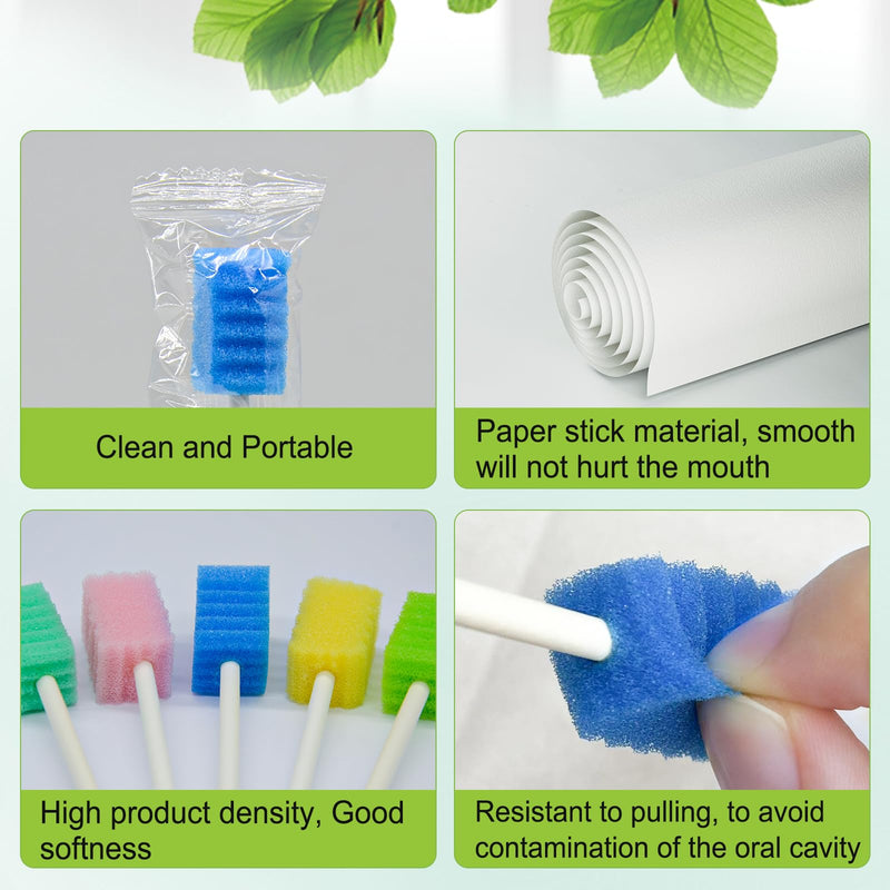 ARGOMAX Pack of 50 Oral Care Sponges - Disposable Sponge Swabs for Mouth Cleaning & Lip Care - Gentle Cleaning Sticks for the Oral Cavity - Blue