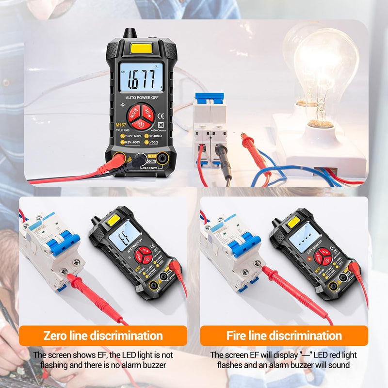 [Australia - AusPower] - Digital Multimeter 4000 Counts TRMS,Volt Meter Fast Measures AC/DC Voltage Current,Resistance,Continuity NCV Voltage Tester for Automotive Electrical Diagnostics&Electric Tools(AAA Battery Include) 