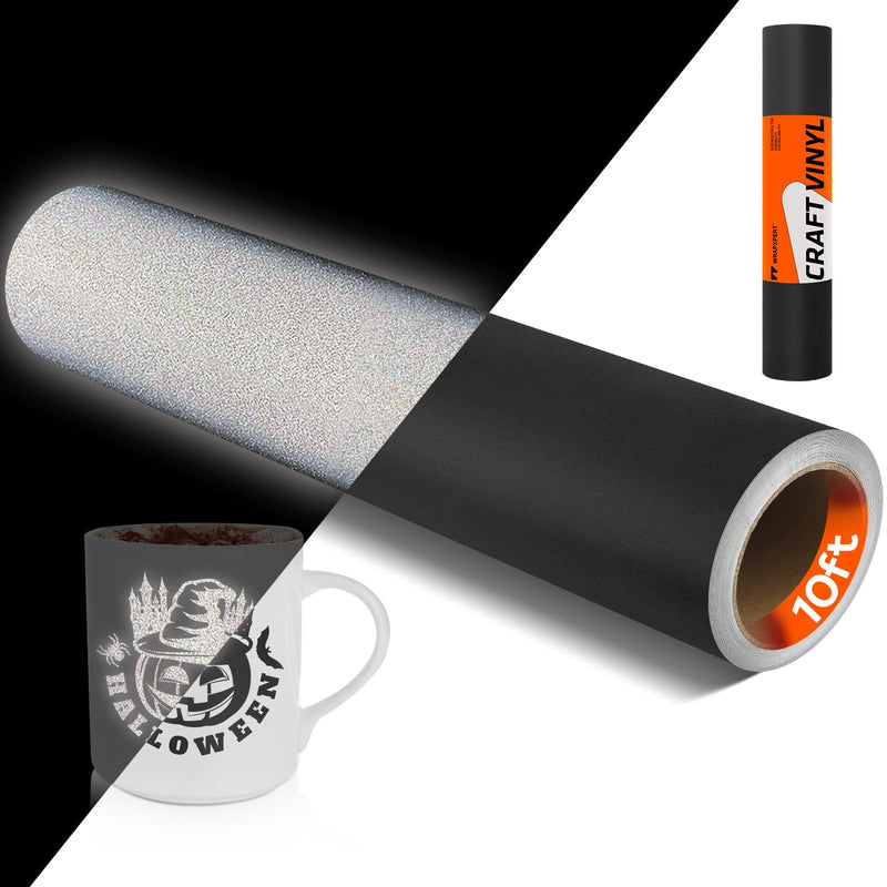 WRAPXPERT Black Reflective Vinyl, 12" x10ft Reflective Vinyl Permanent Adhesive Roll for Mailbox Numbers, Cars, Trucks, Motorcycles, Bikes, Helmets,Black 12"x10ft