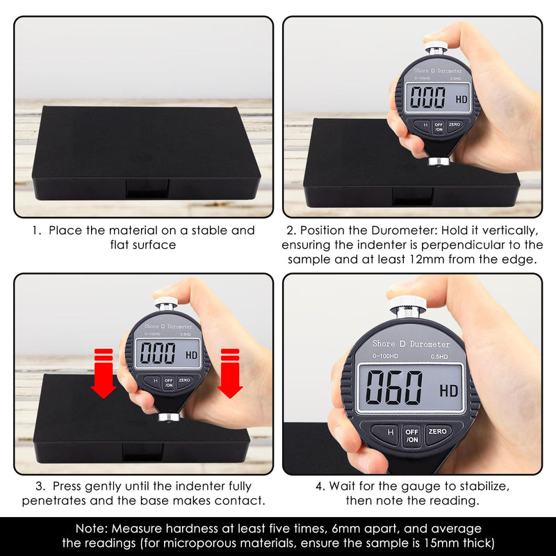[Australia - AusPower] - Digital Hardness Tester Portable 0-100HD Shore D Hardness Tester with Large LCD Display Digital Durometer Scale for Rubber, Tire, Plastic, Thermal Plastic, Flooring, and Bowling Ball 