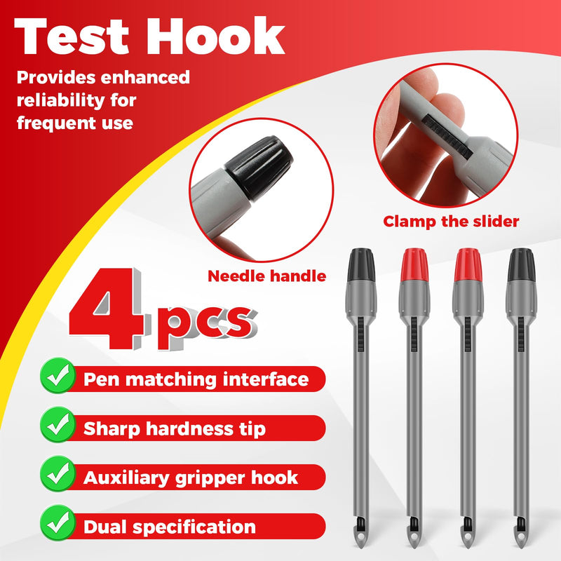 [Australia - AusPower] - 4Pcs Wire Piercing Probe Kit, 7.48x0.79in Insulation Clip Multimeter Piercing Probes, 2mm 4mm Sturdy Puncture Probes for TP81 Multimeter Voltage Voltmeter Thermometer Testing 