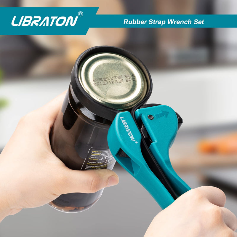[Australia - AusPower] - LIBRATON Strap Wrench Set,Universal Rubber Strap Wrench, 2-piece Oil Filter Strap Wrench Set, Multifunctional Adjustable Wrench Tools Oil Filter, Jar Opener 