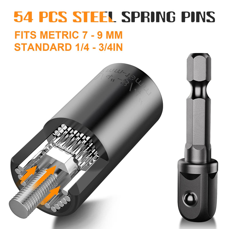 [Australia - AusPower] - Super Universal Socket Tools Gifts for Men - Christmas Stocking Stuffers for Men Him Husband Women Cool Stuff Ideas Gadgets Birthday Gifts for Dad Grip Socket Set with Power Drill Adapter (7-19mm） Black 