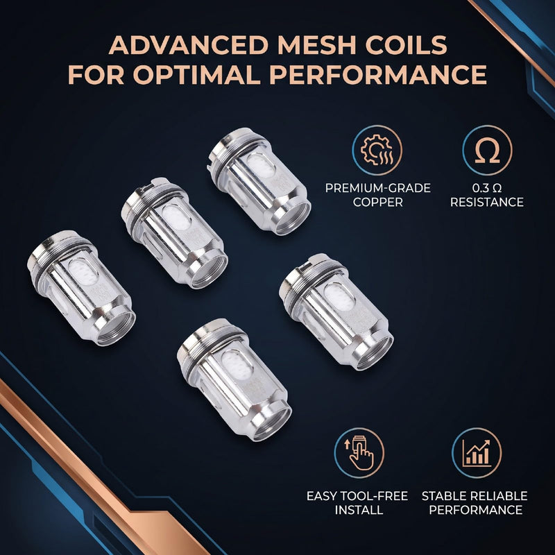 5 Stück TFV18 Mesh Spulenkern 0,3 Ohm Ersatz für Industriemaschinen, Elektronische Produkte, Automobilherstellung, Langlebige Kupferspule