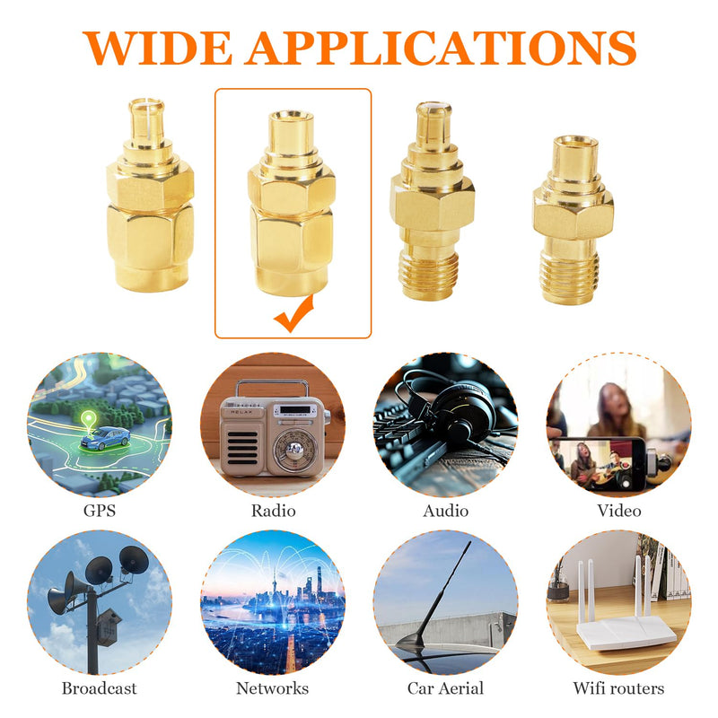 2 pieces SMA male to MCX female antenna plug, SMA to MCX adapter, for antenna 4G LTE WiFi wireless router GPS system