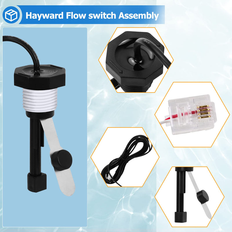 GLX-FLO-RP Flow Switch Assembly for All Hayward Goldline Aquarite Salt Systems, Metal Induction Structure Pool Flow Sensor Suitable Hayward Salt Cell & Chlorine Generator with 15-Feet Cable 1