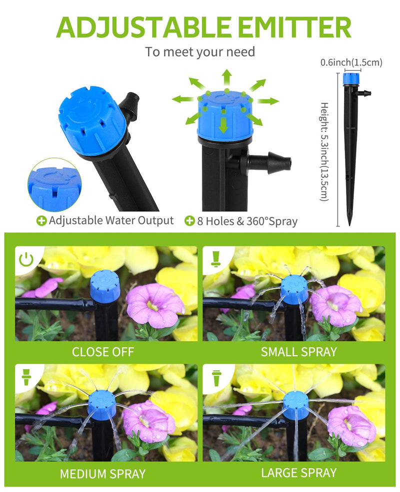 [Australia - AusPower] - HIRALIY 50ft Drip Irrigation Kit Plant Watering System 8x5mm Blank Distribution Tubing DIY Automatic Irrigation Equipment Set for Garden Greenhouse Flower Bed Patio Lawn 