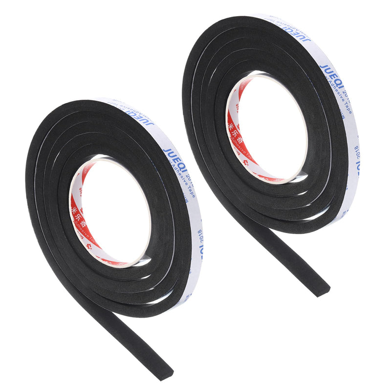 PATIKIL 5/8" W x 5/16" T x 6.6Ft Insulation Foam Tape, 2 Rolls Self-Adhesive EVA Weather Stripping for Wrap Pipe Door Window Insulation Soundproof Anti Vibration Collision, Black 5/8"W x 5/16"T