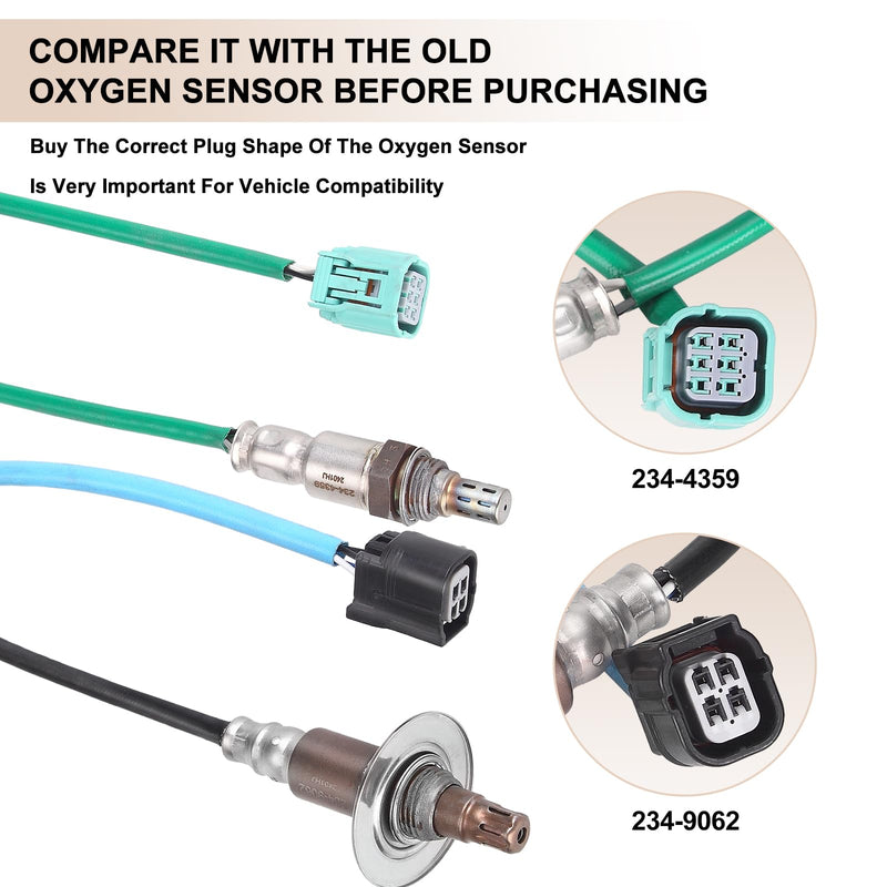[Australia - AusPower] - Oxygen O2 Sensor Upstream Downstream Replacement for 2007 2008 2009 Honda CRV 2.4L L4 Replaces# 234-9062 234-4359 Set of 2 