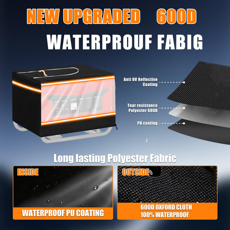 [Australia - AusPower] - Generator Covers While Running 30x24x24inch, Heavy Duty 600D Generator Cover Compatible with Most 5,000-15,000 Watt Generators, Transparent Window, Top Can be Refuel 