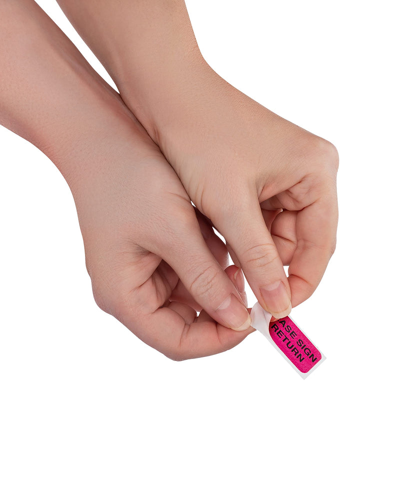 [Australia - AusPower] - Carstens Medical Stickers – Please Sign & Return Alert and Instruction Labels for Medical Charts, Pink and Black, Roll of 100 Patient Chart Labels, W1.5" x H.75" 