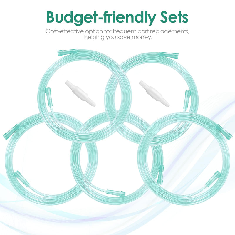 [Australia - AusPower] - 5 Pack Green 7ft Oxygen Tubing with 2pcs Connectors - Crush Resistant, Non-Kinking, Premium Quality Plastic Tubes Green-7ft-5Pack+2pcs 