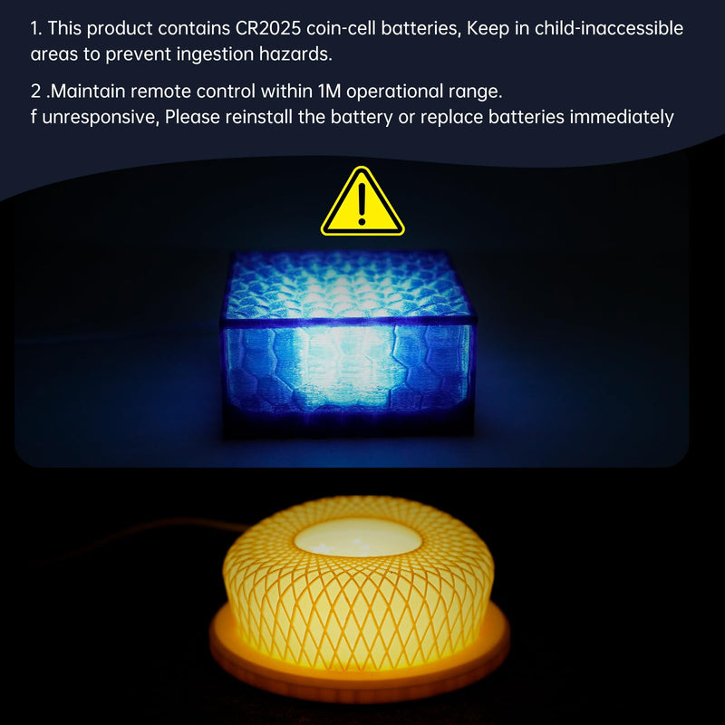 Remote Control RGB LED Lamp Kit for Bambu Lab 3D Printer Accessories-3D Printer DIY Multicolor Light Includes Button Battery Makerworld Hardware Model Spare Parts 5V USB Powered (4pcs) 4