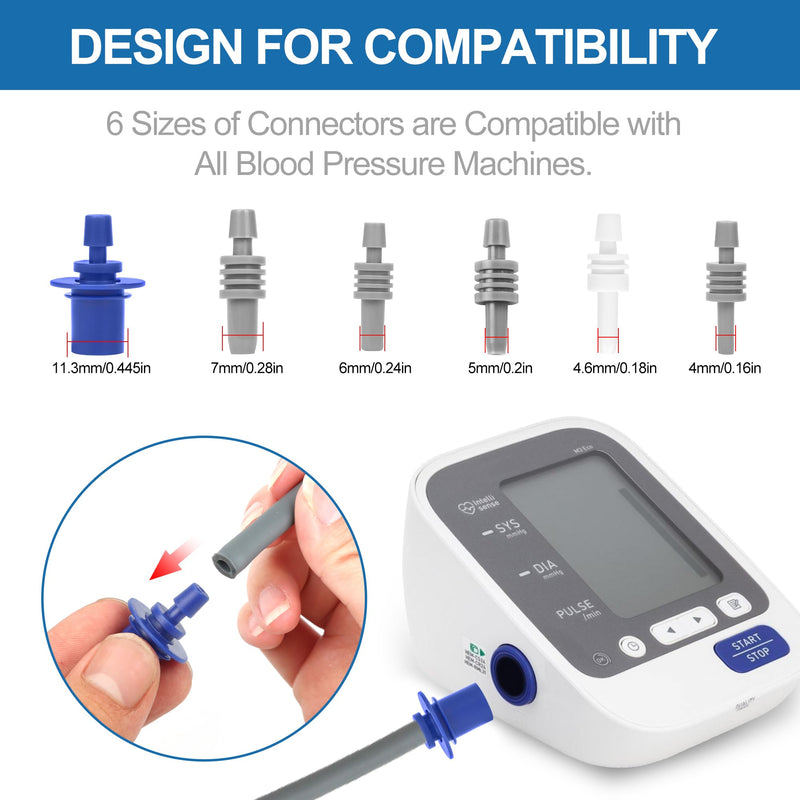 9"-21" Blood Pressure Cuff Arm, Wide-Range Extra Large Replacement Cuff Fits M L XL X-Large Big Arms, 6 Sizes of Connectors Compatible with Omron and Other Brands BP Machines (BP Cuff Included Only)