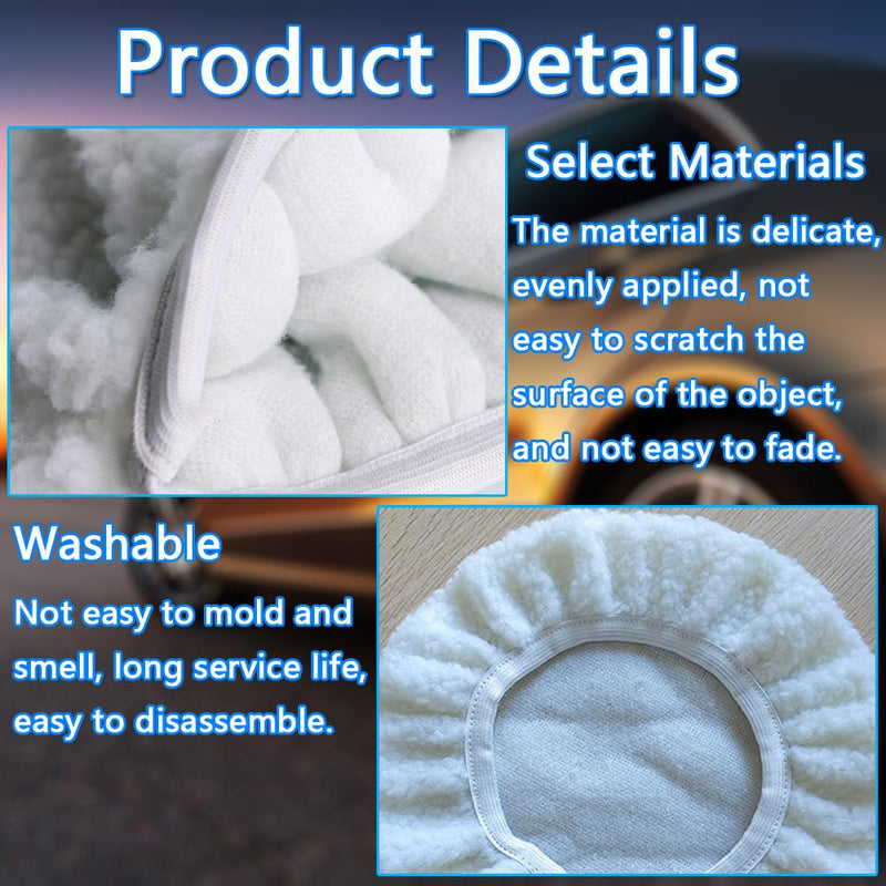 [Australia - AusPower] - Set of 4 Polishing Hoods, 220 mm - 250 mm Lambswool Polishing Hoods, Polishing Covers for Einhell Battery Car Polishing Machines, Car Polishing Pad, Compatible CE-CB 18/254 Li, CC-PO 90 