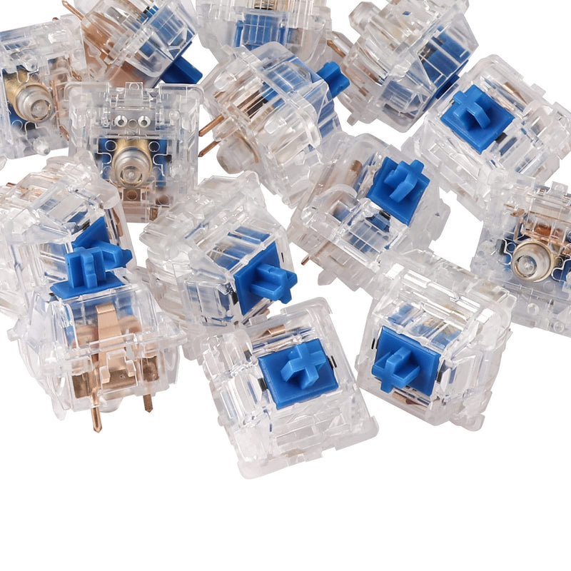 DUROCK Silent Linear Switches, Classic Blue Stem 5 Pins Silent Linear Switch, Pre-lubed MX Silent Keyboard Switches Dolphin 62g, 90pcs Clear Dolphin 62g