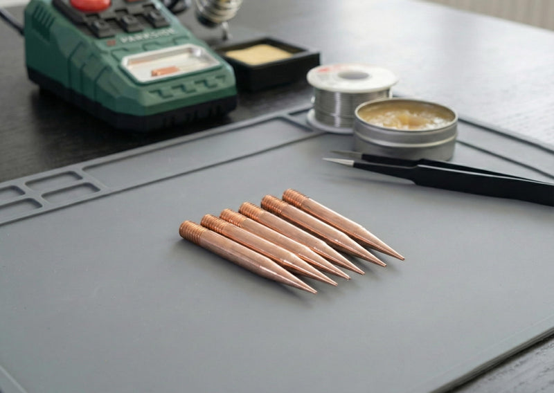Soldering Tips Set 5 Pieces - 99.99% Pure Copper - M4 Screw Thread - Precise Shape - No Coating - Compatible with Parkside, LUX, ZD, Niteo - Extra Durable