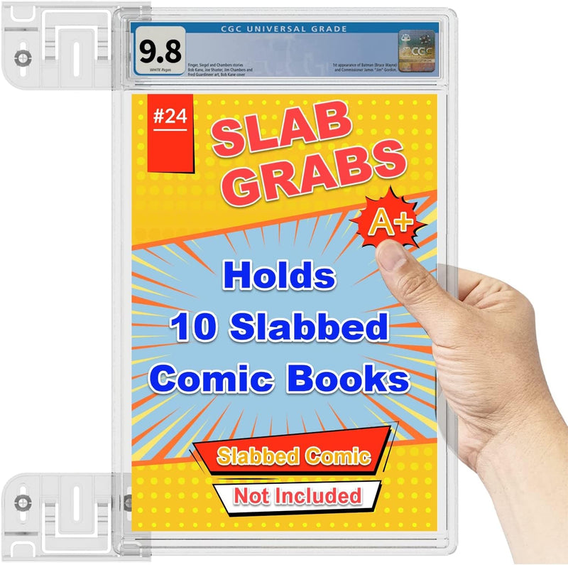 Hello LLamas SlabGrabs-Standard Fit 20-Piece Comic Wall Mount (Holds 10 Slabs), Active-Grip Security Lock, Heavy Duty Clear Display for PSA & Pre-2024 CGC – Not for Thick Slabs Std 10pk Fits Psa & Pre-2024 Cgc