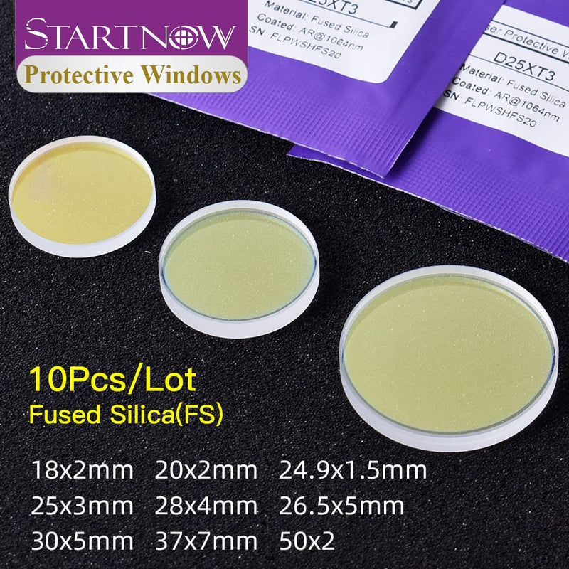 [Australia - AusPower] - Startnow 10Pcs/Lot 18x2mm Fiber Laser Protection Lens 20x2mm 1064nm Laser Welding Lens for WSX CWQY QILIN Cutting Head (18x2(10PCS)) 18x2(10PCS) 