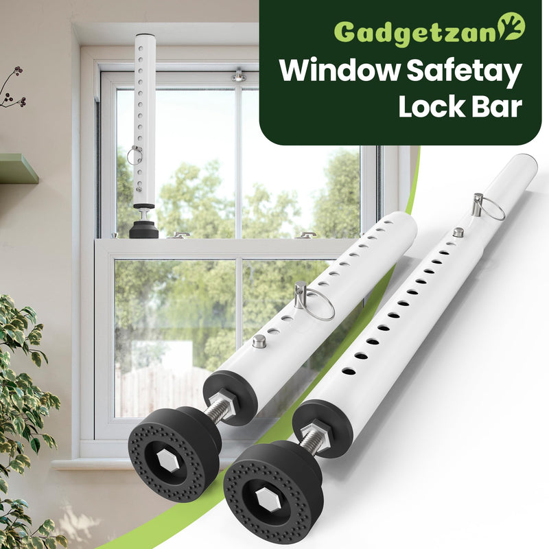 2 Pack Small Window Security Bars Adjustable 11"-18", Short Sliding Window Lock Bar for Small Windows, Child Safety & Anti-Theft Window Bar with Rubber Base for Bathroom & Basement Windows - White White - 2 Pack