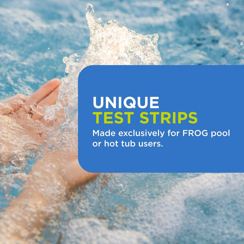 FROG Test Strips for Pools and Hot Tubs - Test Strip with Accurate Indicator for Free Chlorine or Bromine Levels, pH, Total Alkalinity and Total Hardness - Easy Water Testing - 50 Test Strips