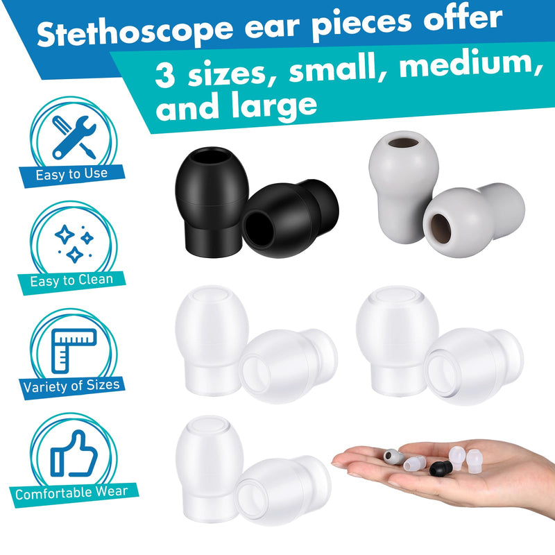 [Australia - AusPower] - TrelaCo 10 Set 3 Sizes S/M/L Soft Ear Tip Pieces Earbud Replacement Parts Stethoscope Ear Pieces with 8 Pairs Stethoscope Ear Tip 2 Pairs Gray Ear Bud Cover Compatible with 5mm and 6mm Stethoscopes 