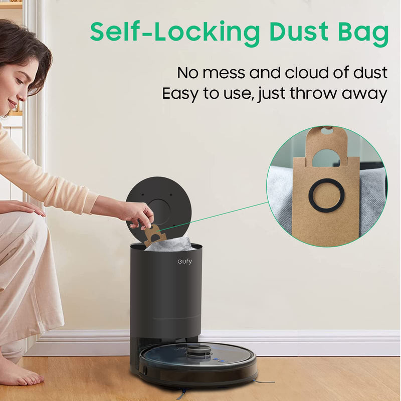 Leemone 10 PACK Dust Bags for eufy RoboVac L35 Hybrid/L35 Hybrid+ LR30 Hybrid/LR30 LR20 Auto-Empty Station, 4 Layer Filtration System with Activated Carbon Fabric to Remove Unwanted Odors 10 Pack L35 Dust Bags
