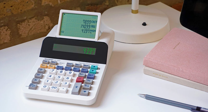 [Australia - AusPower] - Sharp El-1501 Compact Cordless Paperless Large 12-Digit Display Desktop Printing Calculator That Utilizes Printing Calculator Logic 