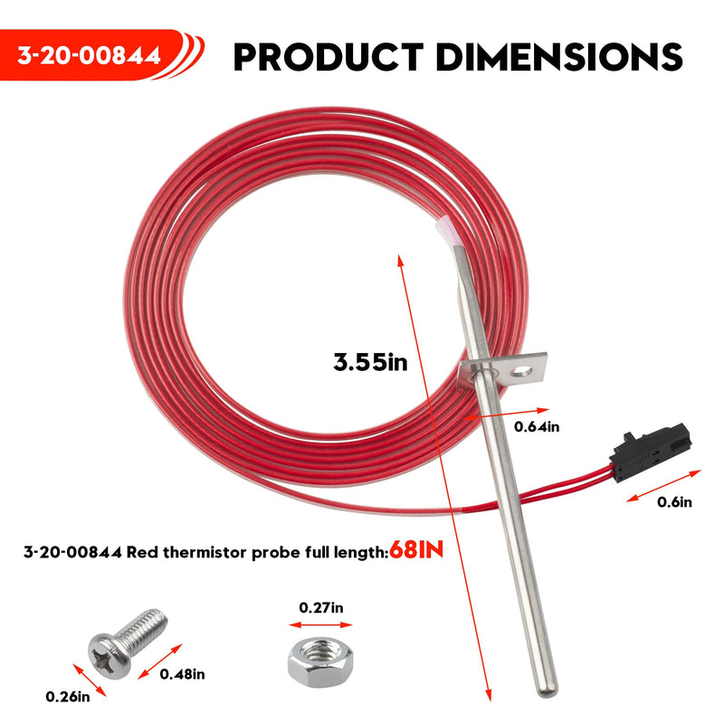 [Australia - AusPower] - 3-20-00844 Red Thermistor Probe fit for Harman Pellet Accentra 52i,ccentra Insert, Absolute 43 63,P35i, P38, P43, P61, P61A, P68,Fit for Heatilator Pellet BA100, BH105, BH60, BIO-120 