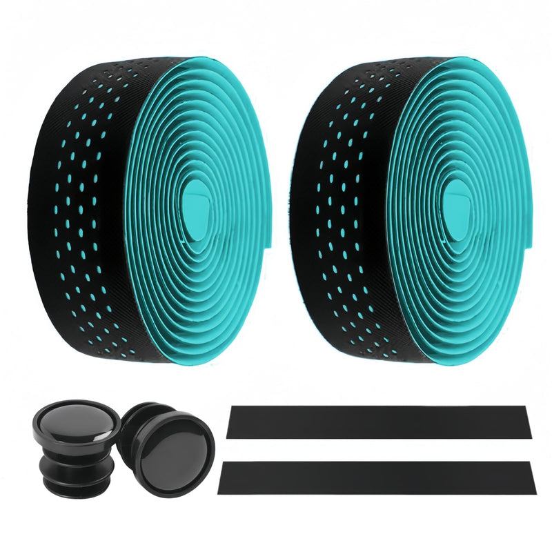 Bike Handlebar Tapes for Road Bike Mountain Bike MTB Bicycle Self-Adhesive Anti-Slip Comfortable Grips Handlebar Tape Sweat Absorption Design Tapes with End Plug,Blue Blue