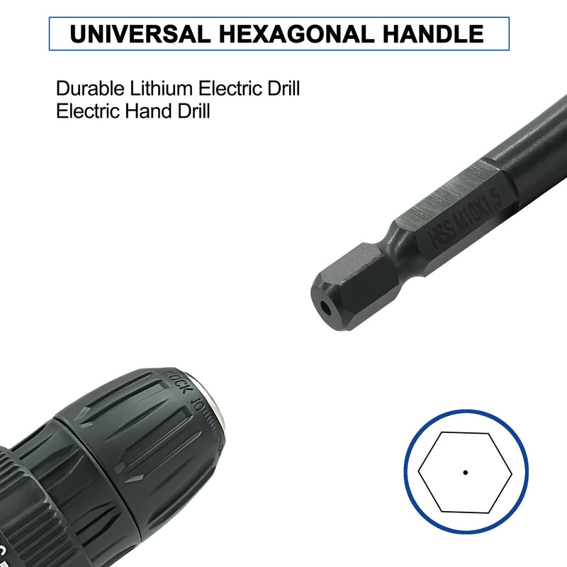 [Australia - AusPower] - Combination Drill and Tap Bit Set with Quick-Change Adapter of 13Pcs, 6 SAE Sizes: 6-32NC to 1/4-20NC, 6 Metric Sizes: M3 to M10,Suitable for Drilling Tapping Threading Countersinking 