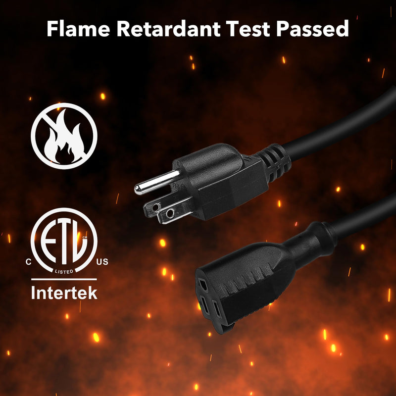 [Australia - AusPower] - BN-LINK 6 ft Indoor Outdoor Extension Cord 16/3 SJTW, 2 Pack, Black, PVC Cable Jacket, 3-Prong, Weather Resistant, Flame Retardant, Suitable for Indoor, Garden, Landscaping & Holiday Decorations, ETL 6FT 2PACK 16 Gauge 