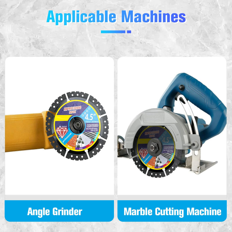 [Australia - AusPower] - 4.5" Diamond Multi-Purpose Saw Blade Set: Heavy-Duty Angle Grinder Wheels, Angle Grinder Attachments, Diamond Abrasive for High Durability, Suitable for Cutting Marble/Tiles/Metal (3 Pcs) 