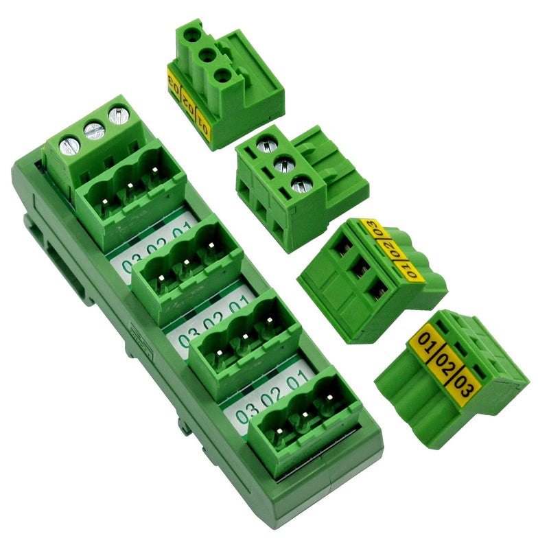 [Australia - AusPower] - Slim DIN Rail Mount 10A/300V Pluggable Screw Terminal Block Distribution Module (5x3 Position) 5x3 Position 