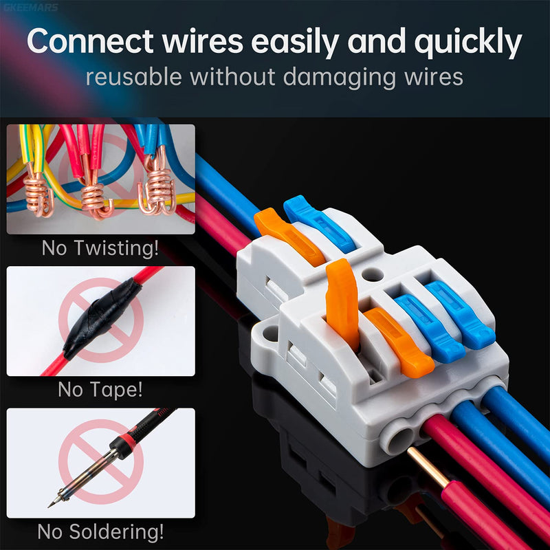 [Australia - AusPower] - GKEEMARS 10 Pcs Lever Wire Connectors, Quick Wiring Cable Connector Push-in Conductor Terminal Block (2 in 4 Out) 2 in 4 out 