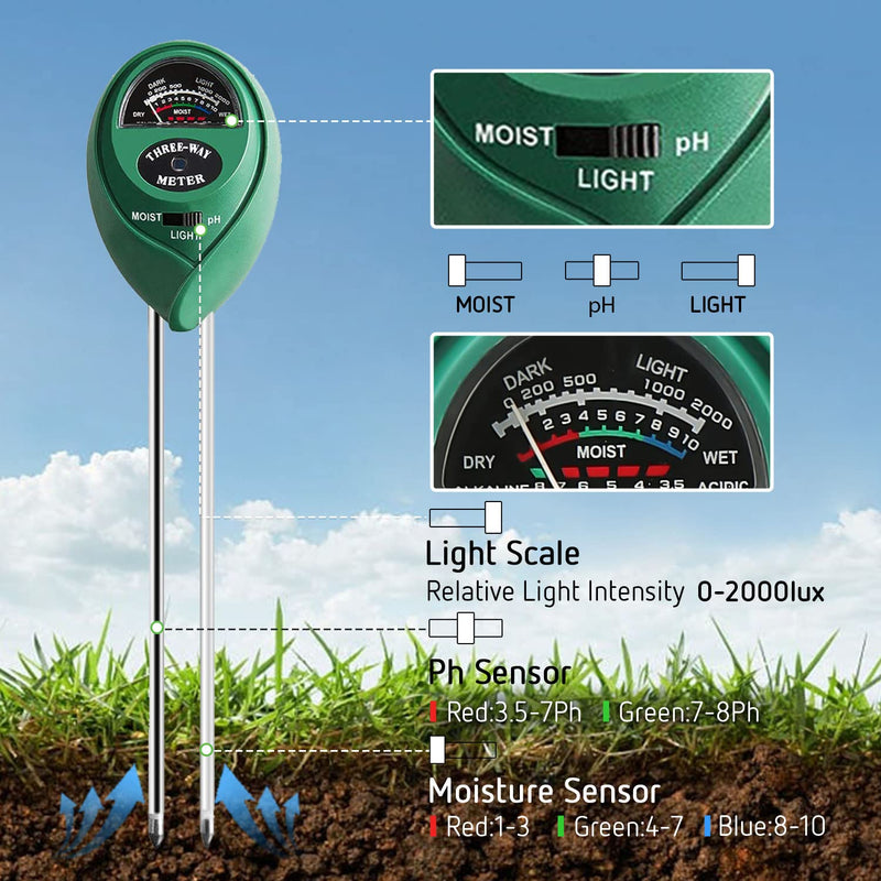 [Australia - AusPower] - VIVOSUN Digital Heat Mat Thermostat Temperature Controller, and Soil Tester, 3-in-1 Plant Moisture Meter Light and PH Tester for Home, Garden, Lawn, Farm, Indoor and Outdoor Use, Promote Plants Health 