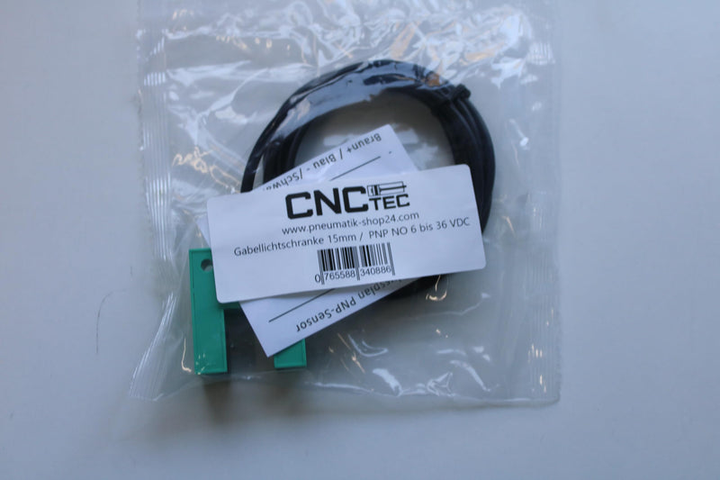 Fork Light Barrier 6 to 36 Volt NO PNP Detection Range 15 mm U-Photoelectric Light Sensor (15 mm - PNP NO) 15 mm - PNP NO