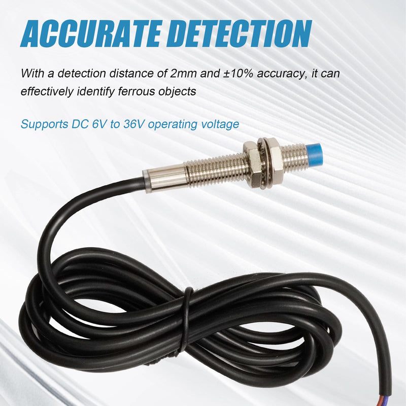 [Australia - AusPower] - 5Pcs NC Normally Close NPN Inductive Proximity Sensor Switch, M8 Detector 2mm DC6V-36V 3 Wire LJ8A3-2-Z/AX, Replace for Automotive Manufacturing Robotics 