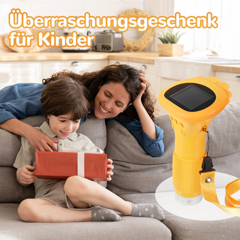 [Australia - AusPower] - Digital Microscope for Children, 2.0 Inch IPS Pocket Microscope Children USB & LED Lights, Connection to PC, 1000x Zoom Mini Microscope Camera Gifts for Children from 3 Years 