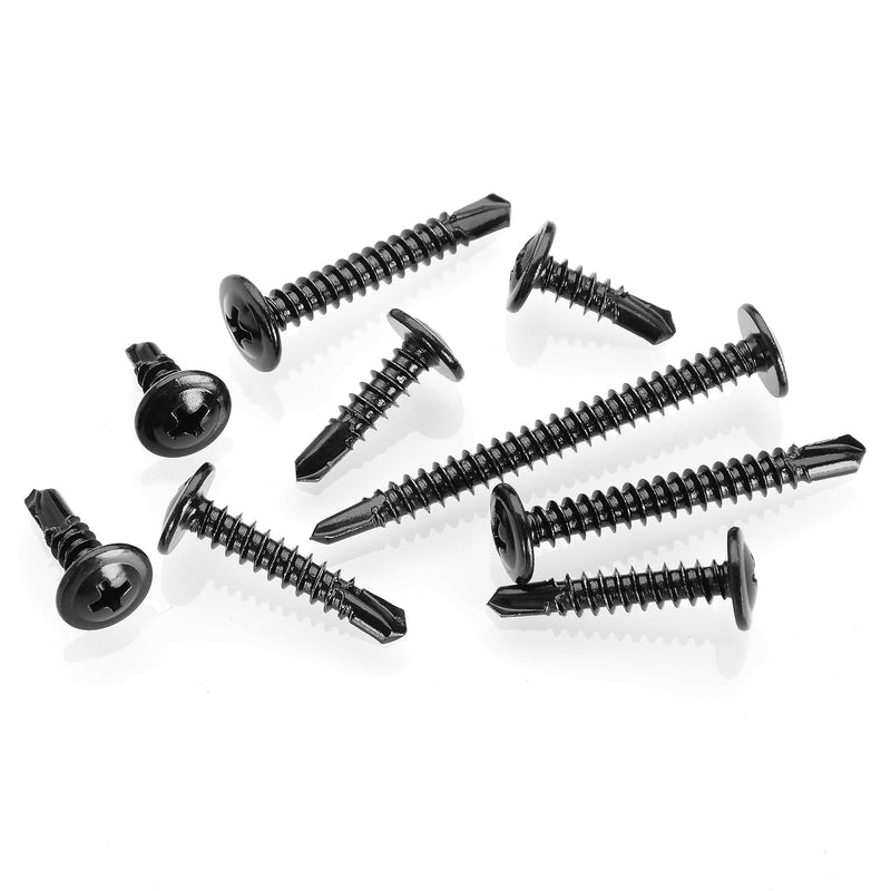 [Australia - AusPower] - (200Pcs) #8×1" Black Self Tapping Screws for Metal, Sheet Metal Screws 410 Black Oxide Stainless Steel Truss Head Self Drilling Screws High-Strength #8x1" (200 pcs) 
