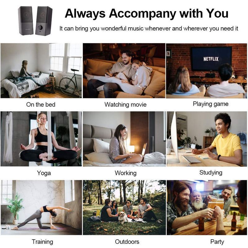 [Australia - AusPower] - Computer Speaker, Compact Size Speaker with Headphone Jack, Enhanced Bass and Volume Control, Stereo 2.0 USB Powered 3.5mm Aux Multimedia Speakers for Laptop/Desktop/Tablets/Phone 