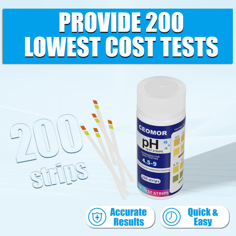 [Australia - AusPower] - pH Test Strips for Urine & Saliva: 200 Strips pH Paper for Testing Your Body's pH, 4.5 to 9.0 Acid Alkaline Litmus Paper pH Test Strip, Get Clear Acid-Alkaline Balance Results in Seconds, 4.5-9 Range 