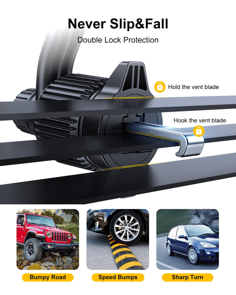 [Australia - AusPower] - Car Vent Phone Mount, [Never Blocking Vent, Enjoy The Comfort of The A/C] Hands-Free Universal Extension Clip Air Phone Holder Car Fit for All Phones iPhone Samsung More Black 