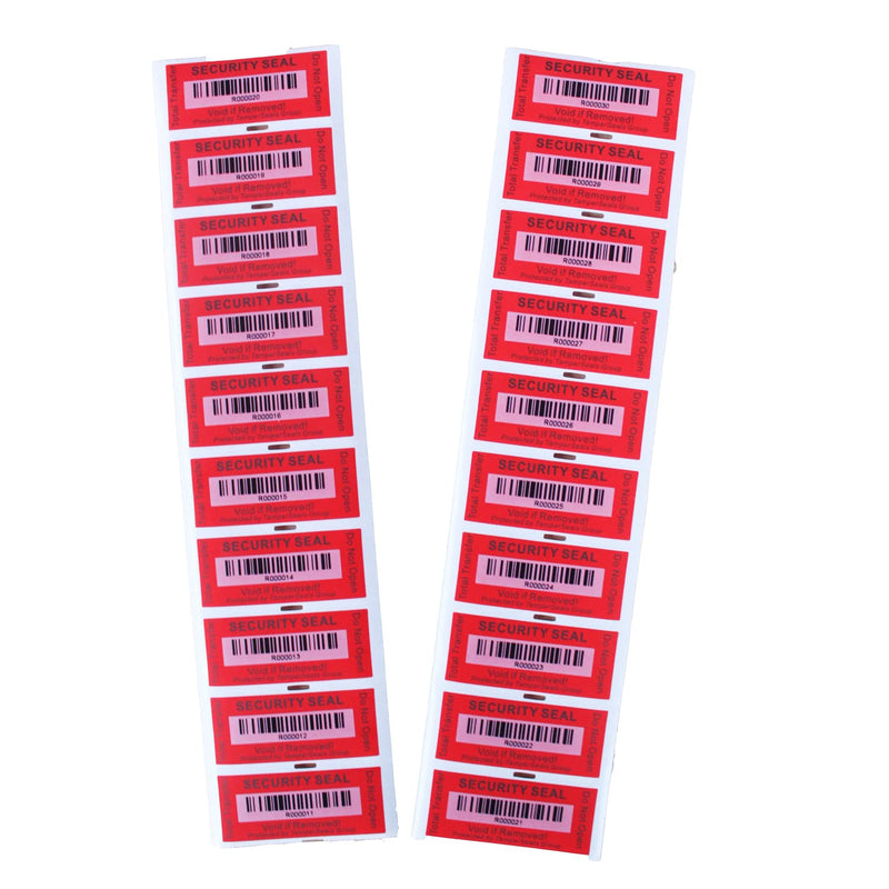 Bundled for 100pcs x 1" x 3.35" Red Security Void Labels & 100pcs x 25mm x 60mm Red Total Transfer Tamper Evident Labels