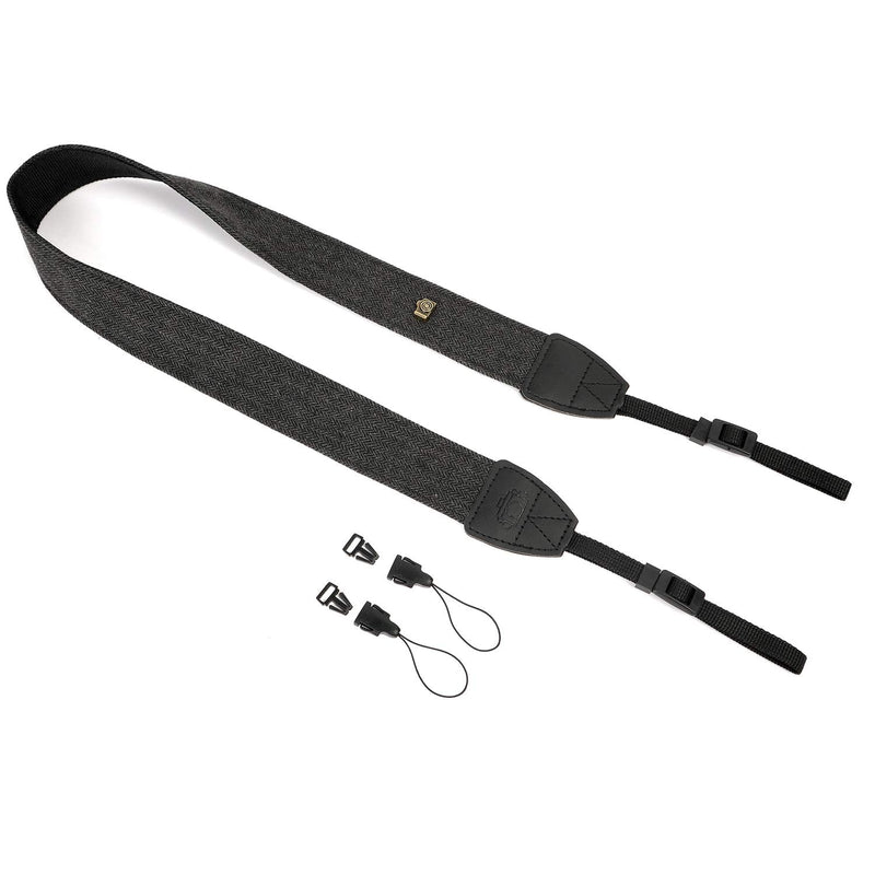 [Australia - AusPower] - WANBY Camera Strap Black Canvas Neck Shoulder Strap with Quick Release Buckles for DSLR SLR 