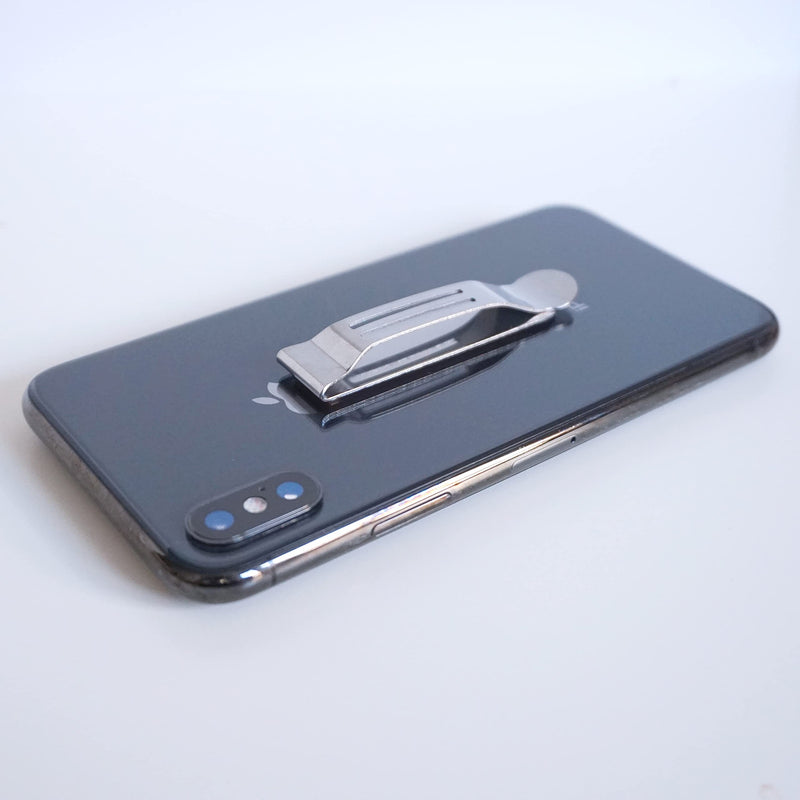[Australia - AusPower] - Universal Attachable Pocket Clip 2 Pack Adhesive Stainless Steel Belt Clip for Smartphones Cell Phone Hip Clip Light Weight Metal Phone Clip for Belt Bag Holster GPS Walkie-Talkie Silver 