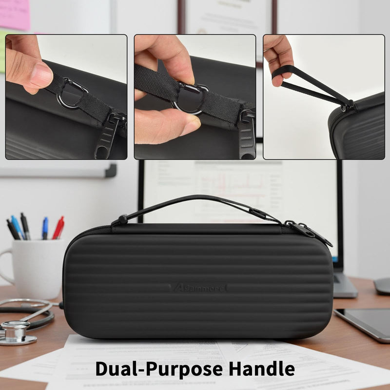 [Australia - AusPower] - Stethoscope Case Compatible with 3M Littmann Classic III/for MDF Instruments/for Paramed/for FriCARE Monitoring Stethoscope, Extra Room for Doctor & Nurse Accessories-Black Black 