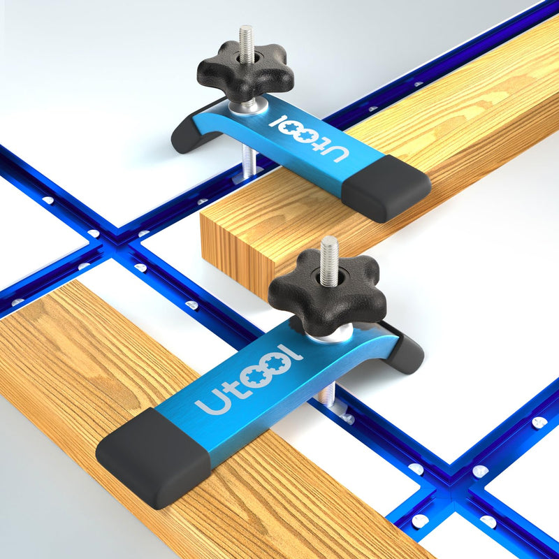[Australia - AusPower] - UTOOL 2 Pack T-Track Hold Down Clamps Kit, 6-1/3" L x 1-1/5" Width, Heavy Duty Anodized Clamps for Woodworking, Starlight Blue ?2 PCS Clamps 