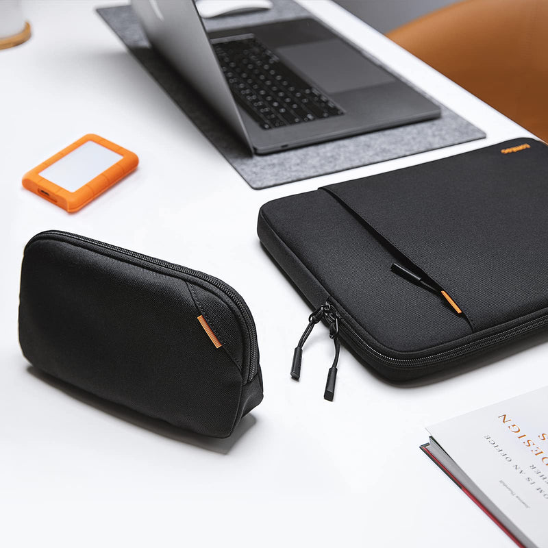 [Australia - AusPower] - tomtoc Recycled Portable Storage Pouch Bag Case Accessories Organizer Compatible with MacBook Laptop Charger, Mouse, Cables, Hub, Power Adapter, Power Bank, Toiletries, Cosmetics, Personal Items Black 