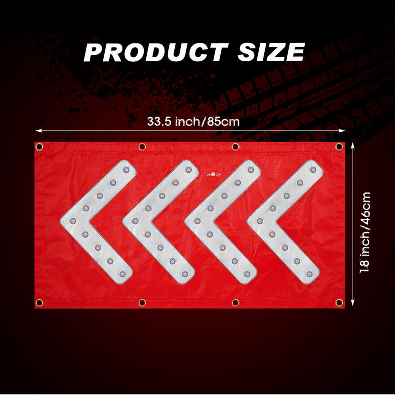 Hahafelt 1 Pcs LED Magnetic Traffic Arrow Sign 18 x 33 Inch Arrow Banner Directional Traffic Guide Light Flashing Warning Sign for Construction, Fire or Rescue, Highway Safety and Law Enforcement
